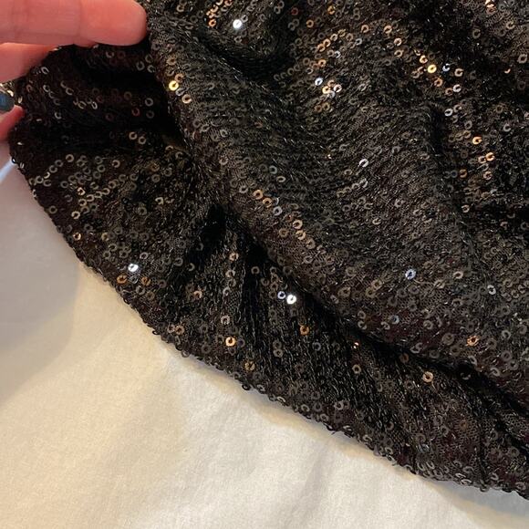 Ashley Stewart V-Neck Black Sequin Bubble Sleeve Shift Dress Size 16W - Picture 8 of 8